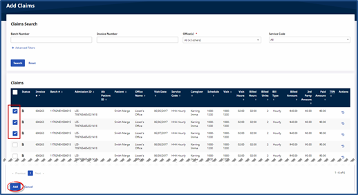 Add Claims to the Batch